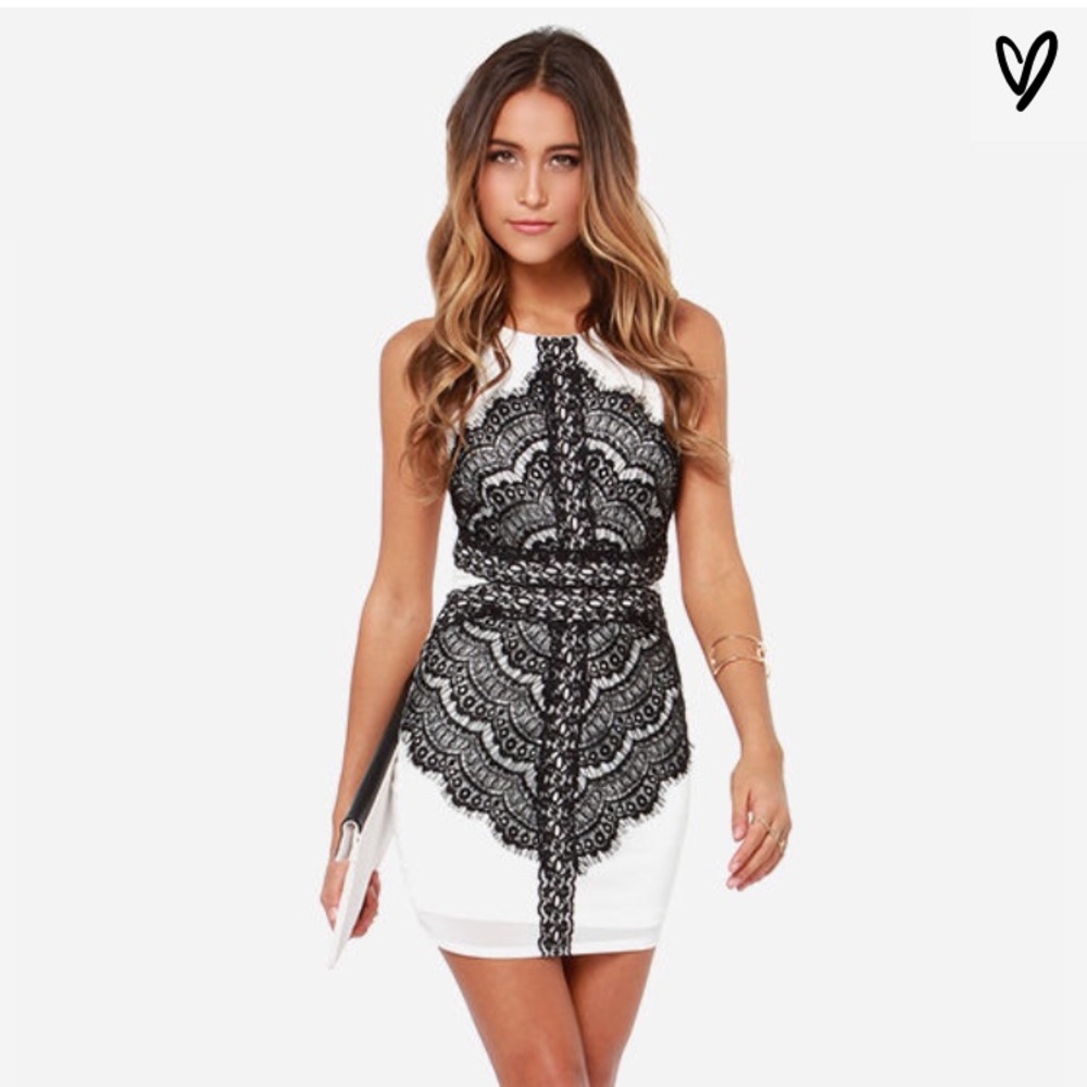 Lulu’s Flaunt & Center Black And White Lace Dress